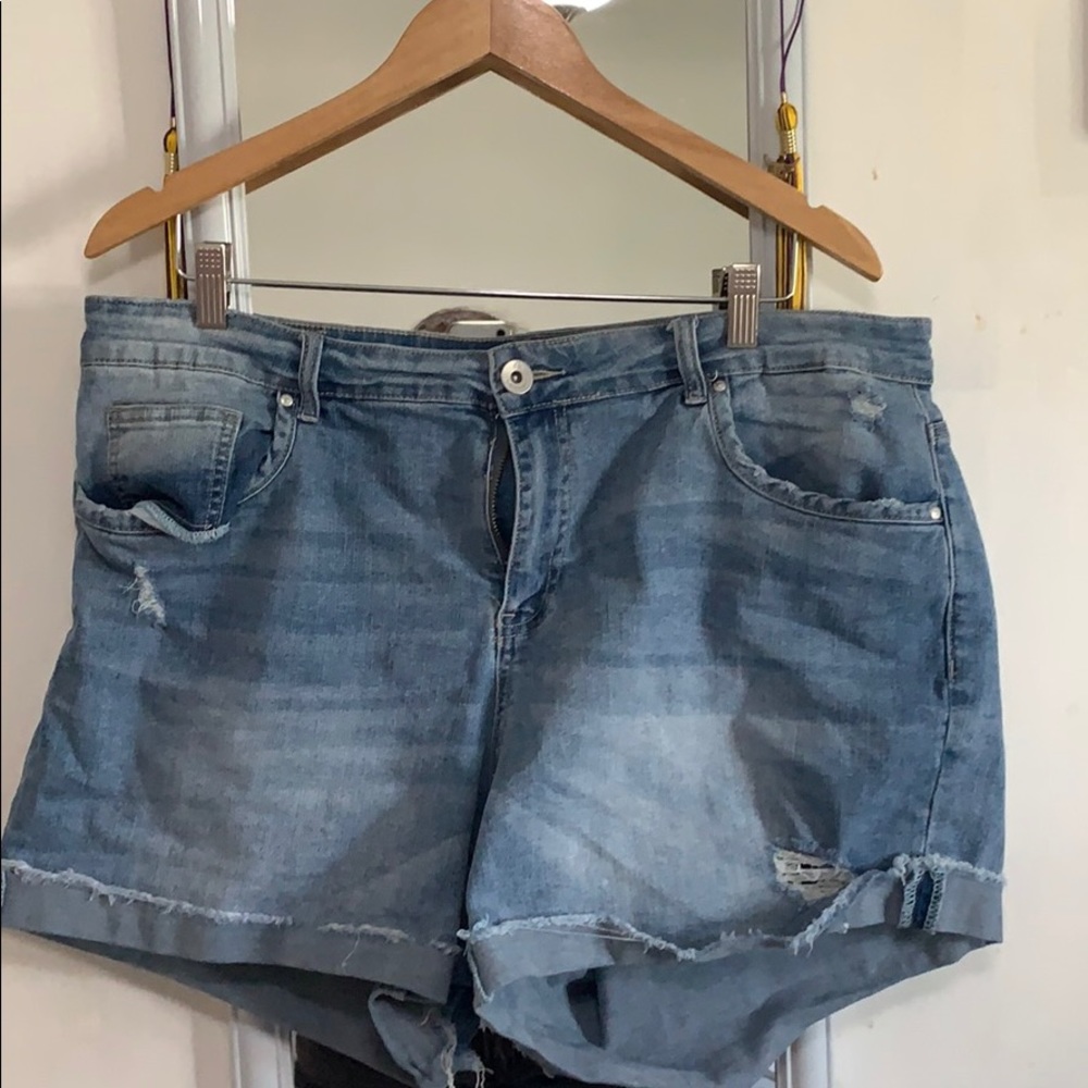 Ripped jean shorts